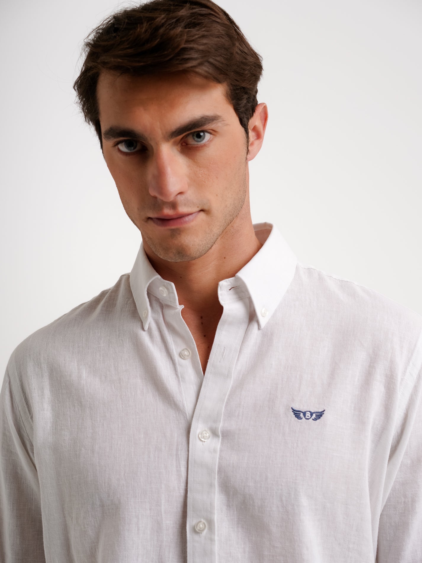 Camisa Linho Branca Manga Comprida Regular Fit Mr. Blue