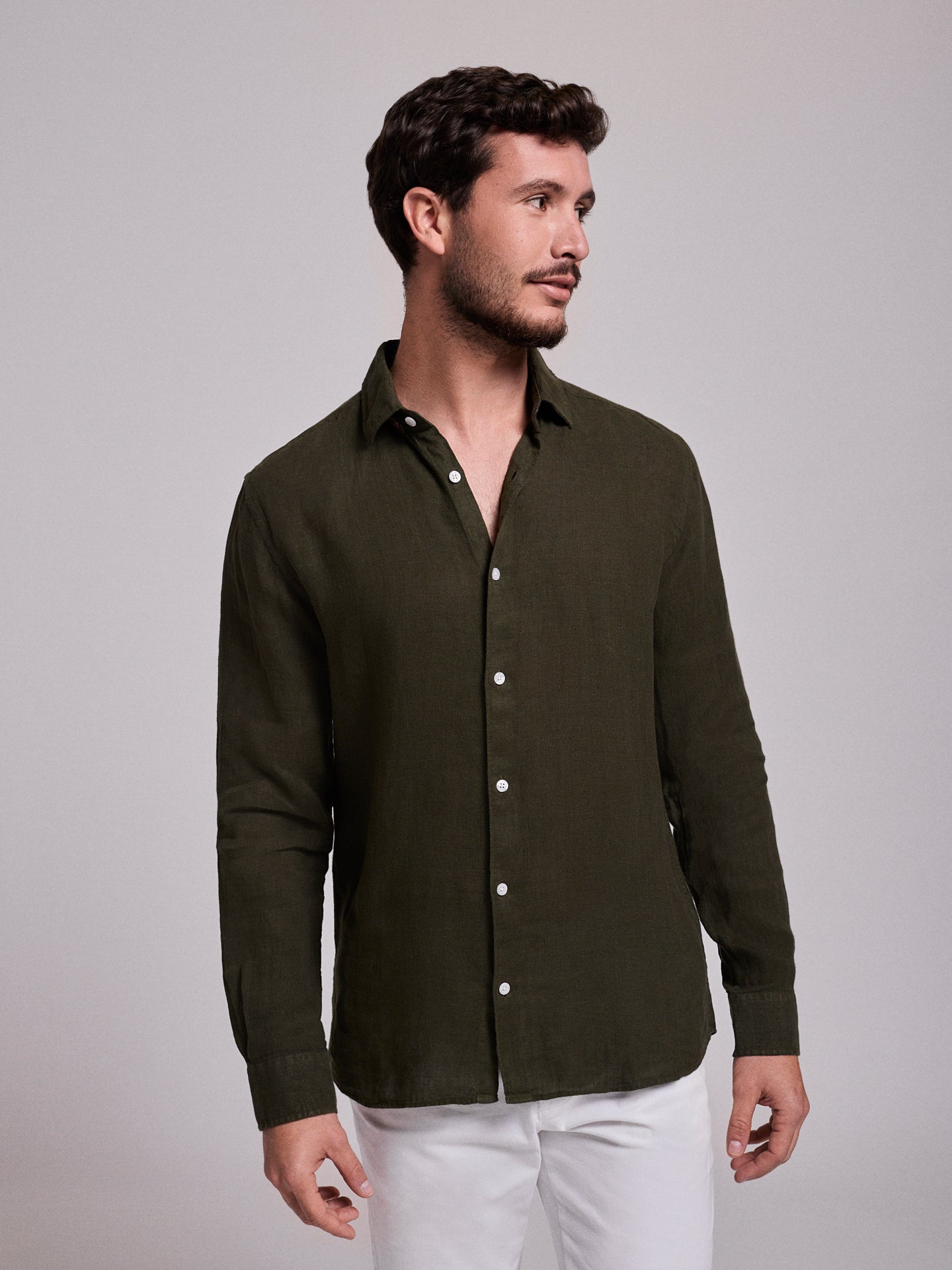 CAMISA LINHO VERDE MANGA COMPRIDA TAILORED FIT MARK BELLUCCI
