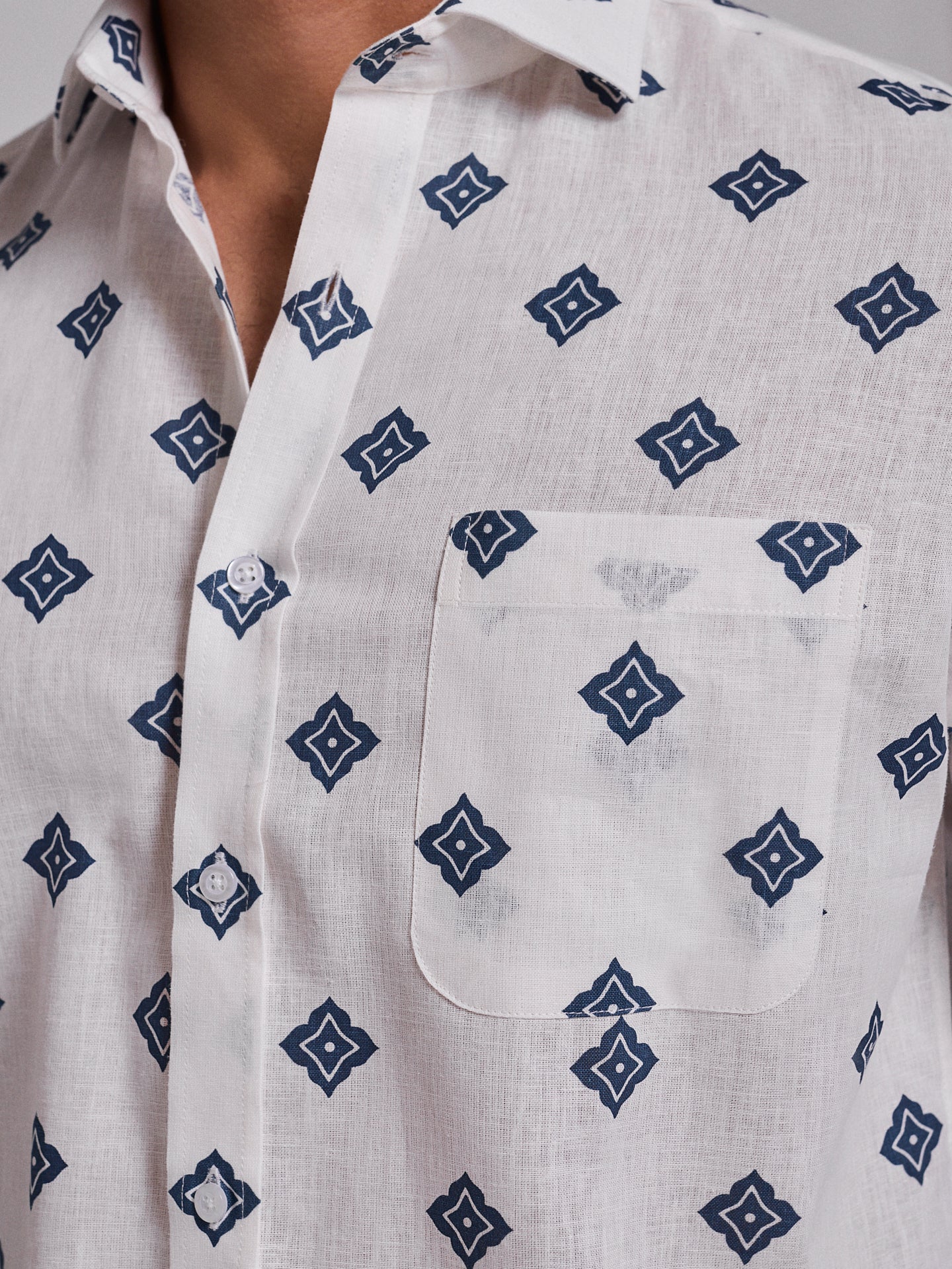 Camisa Linho Azul Manga Comprida Regular Fit Mr. Blue