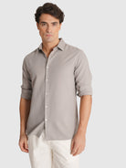 CAMISA DOBBY CRU MANGA COMPRIDA TAILORED FIT MR. BLUE