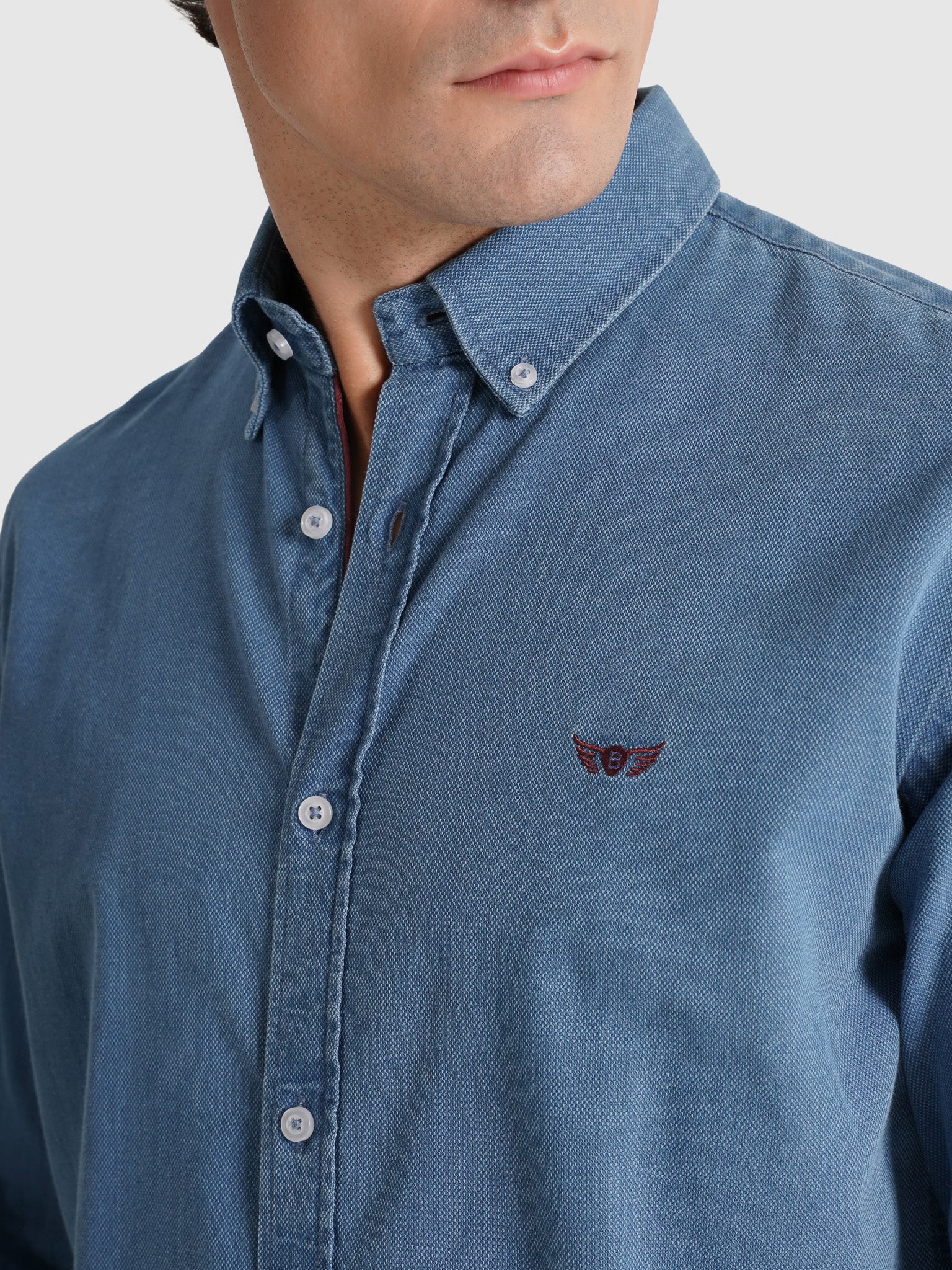 Camisa Algodão Azul Manga Comprida Regular Fit Mr. Blue