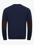 BLUE THIN PULLOVER WITH REGULAR FIT MR ELBOW PADS. BLUE