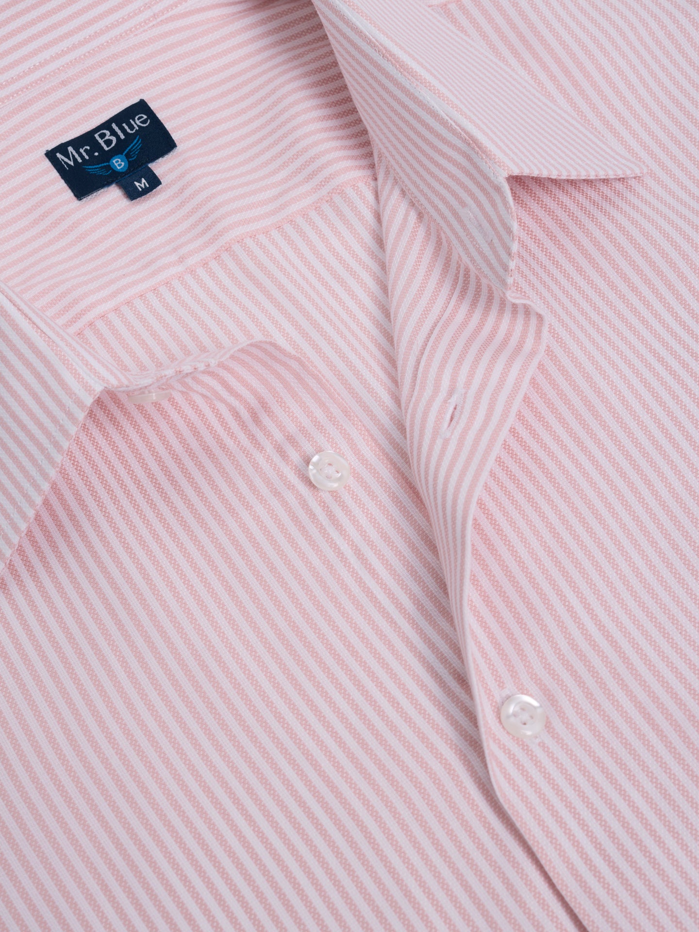 Camisa Algodão Rosa Manga Comprida Slim Fit Mr. Blue