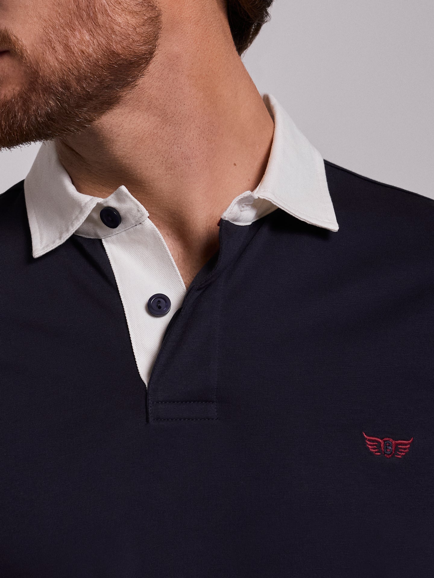 RUGBIE ALGODÃO AZUL MANGA COMPRIDA REGULAR FIT MR. BLUE