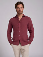 CAMISA LINHO BORDEAUX MANGA COMPRIDA TAILORED FIT MARK BELLUCCI