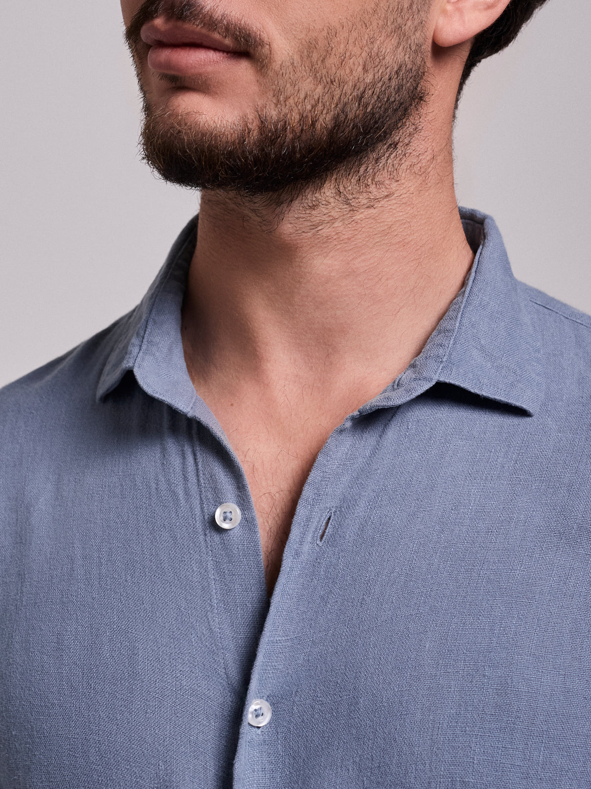 CAMISA LINO AZUL MANGA LARGA SASTRERÍA MARK BELLUCCI