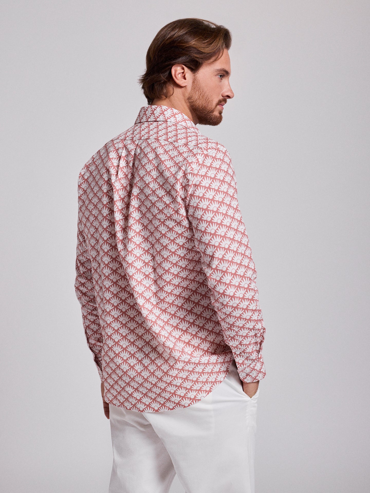 Camisa Linho Rosa Manga Comprida Regular Fit Mr. Blue