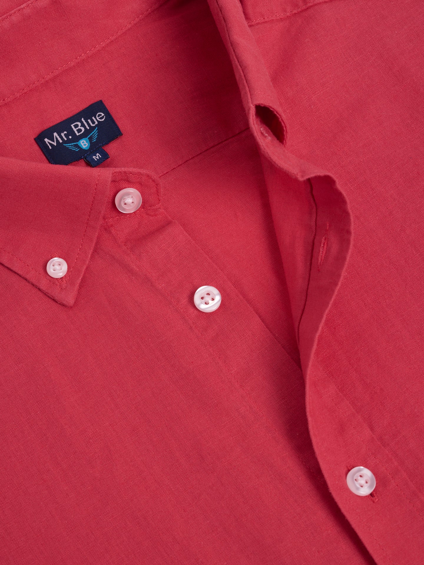 Camisa Linho Vermelha Manga Curta Regular Fit Mr. Blue