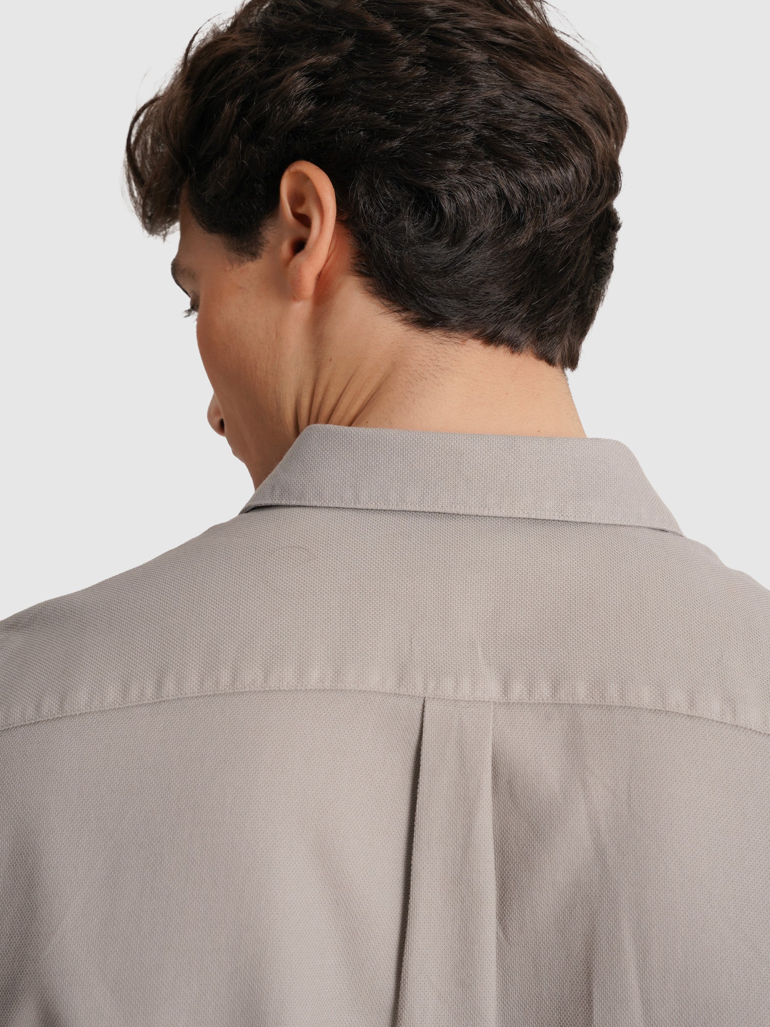 CAMISA DOBBY CRU MANGA COMPRIDA TAILORED FIT MR. BLUE