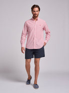 Camisa Linho Vermelha Manga Comprida Regular Fit Mr. Blue