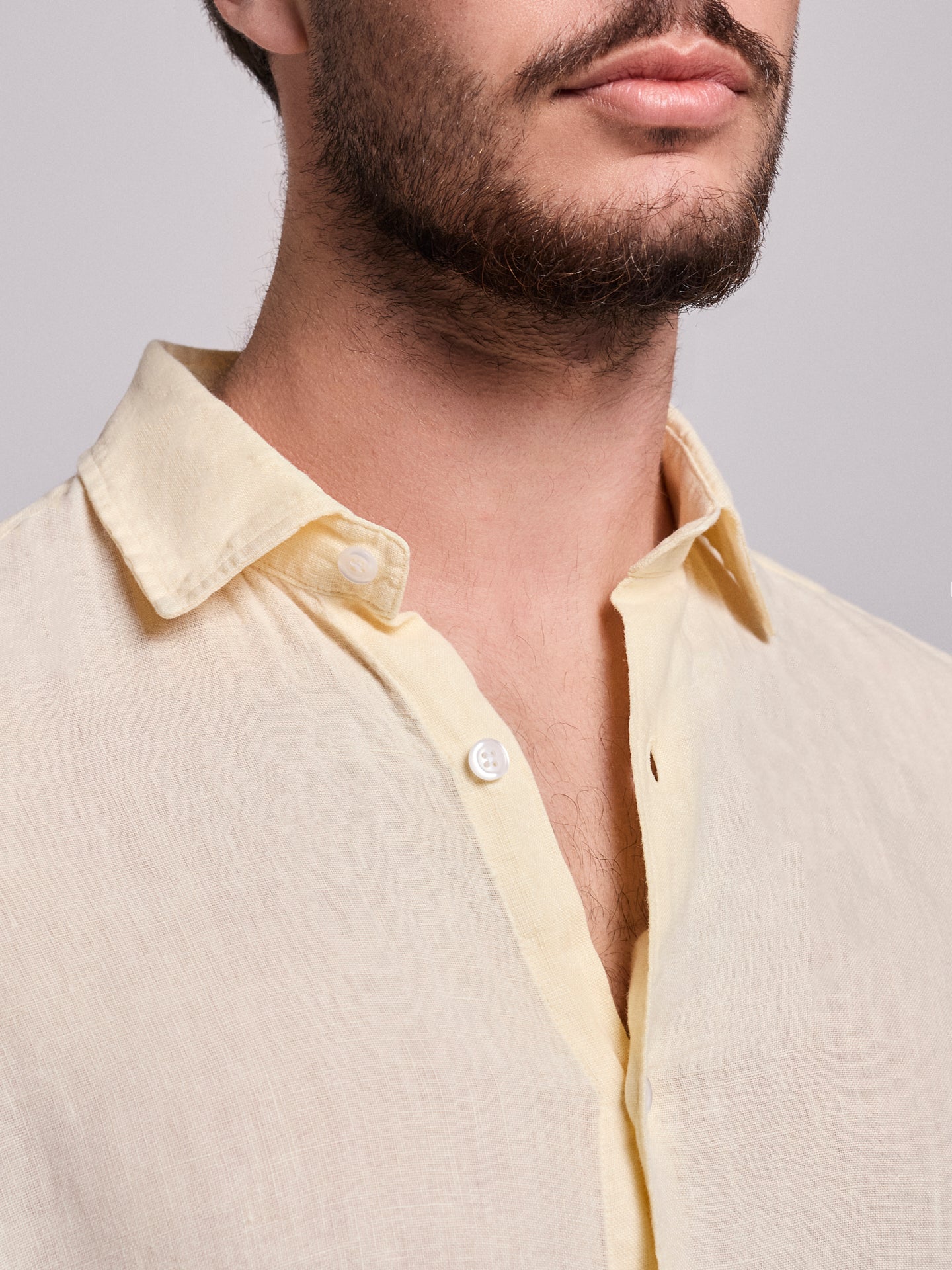 CAMISA LINHO AMARELA MANGA COMPRIDA TAILORED FIT MARK BELLUCCI