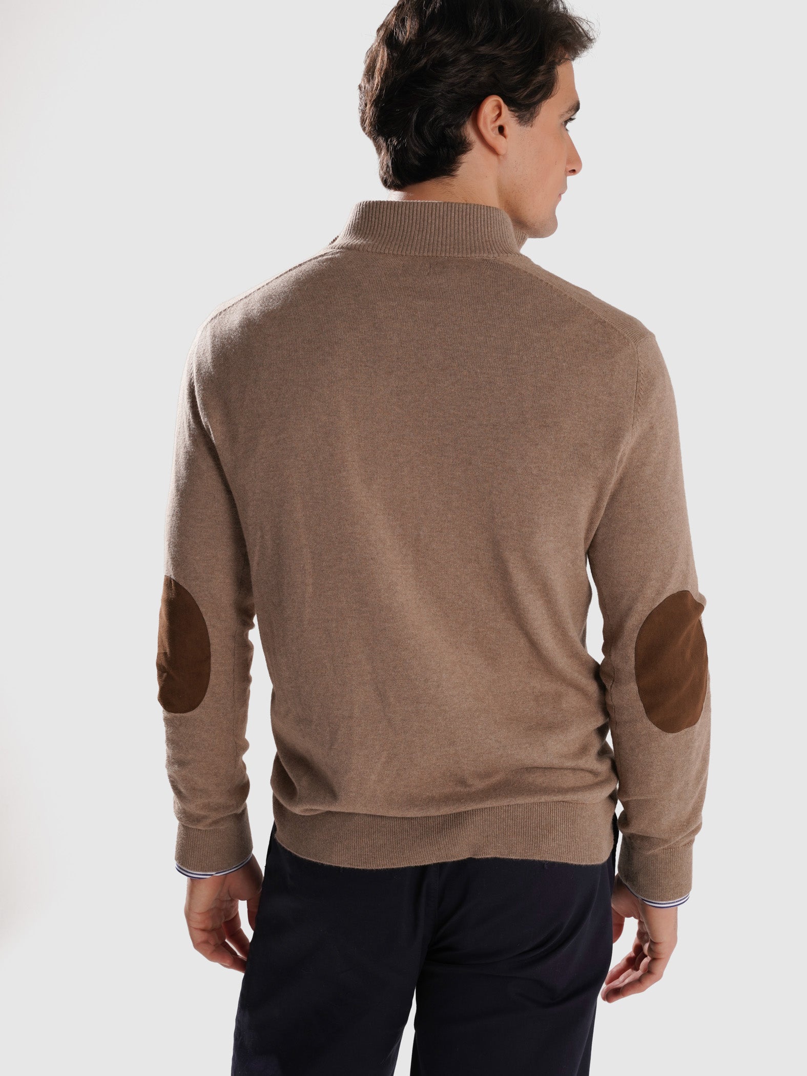 PULLOVER BEGE COM COTOVELEIRA REGULAR FIT MR. BLUE