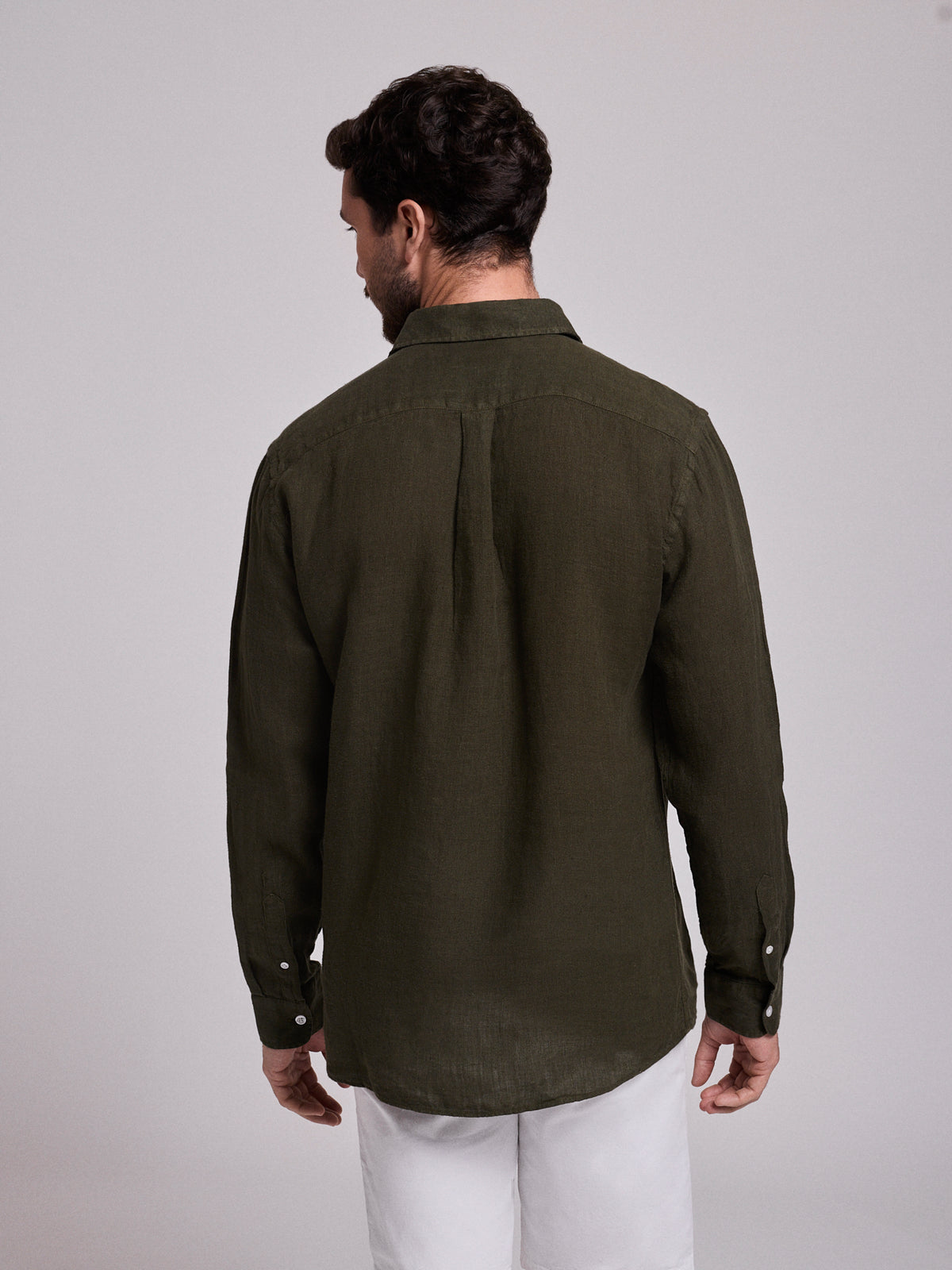 CAMISA LINHO VERDE MANGA COMPRIDA TAILORED FIT MARK BELLUCCI