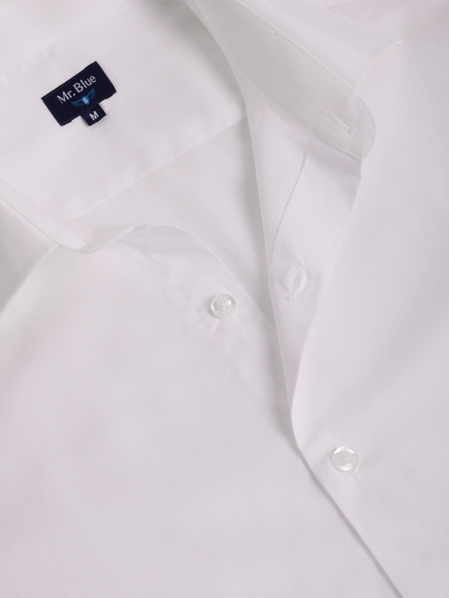 Camisa Algodão Branca Manga Comprida Slim Fit Mr. Blue