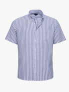 CAMISA LINHO AZUL MANGA CURTA REGULAR FIT MR. BLUE