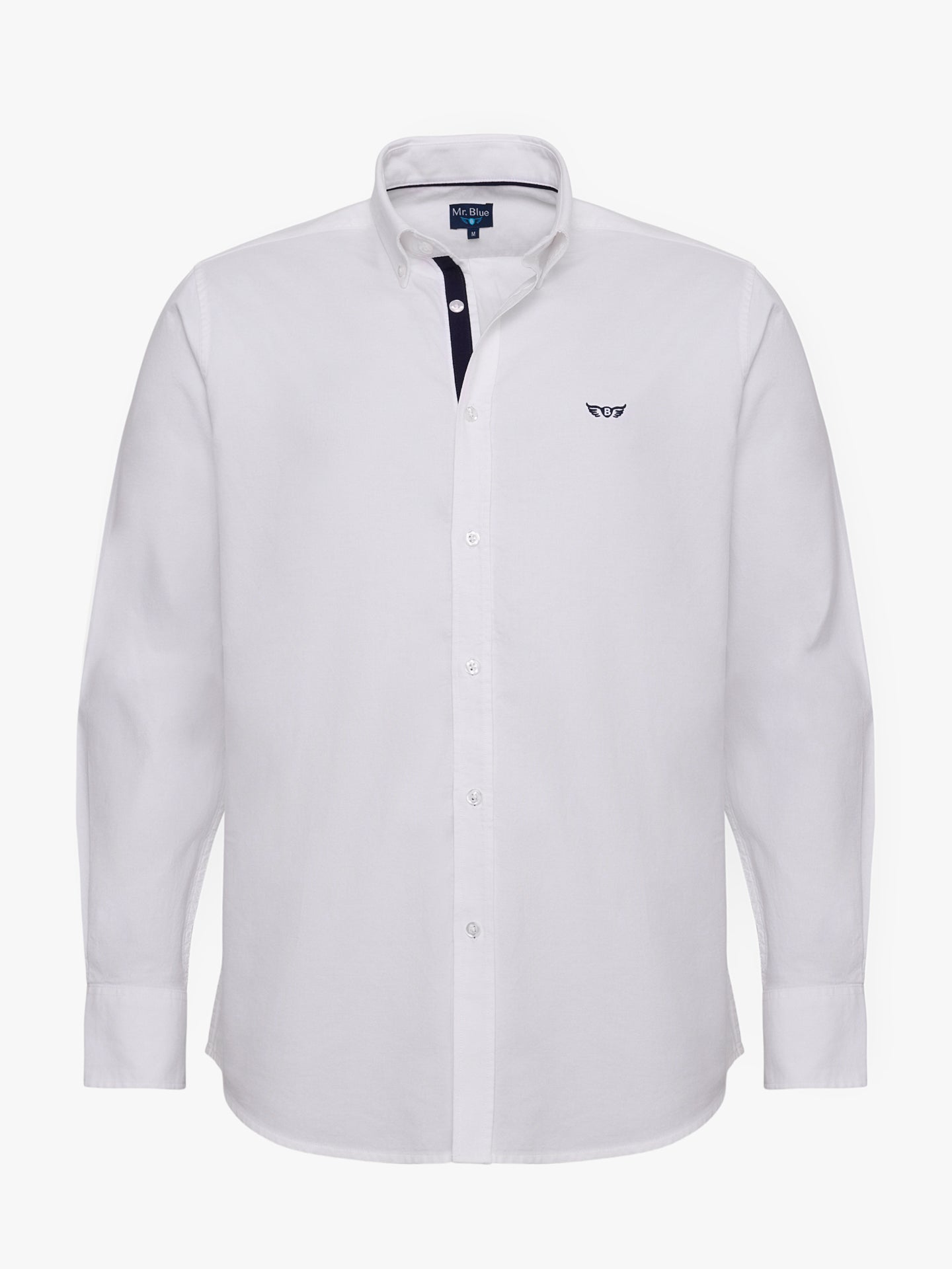 CAMISA ALGODÃO BRANCA MANGA COMPRIDA REGULAR FIT MR. BLUE