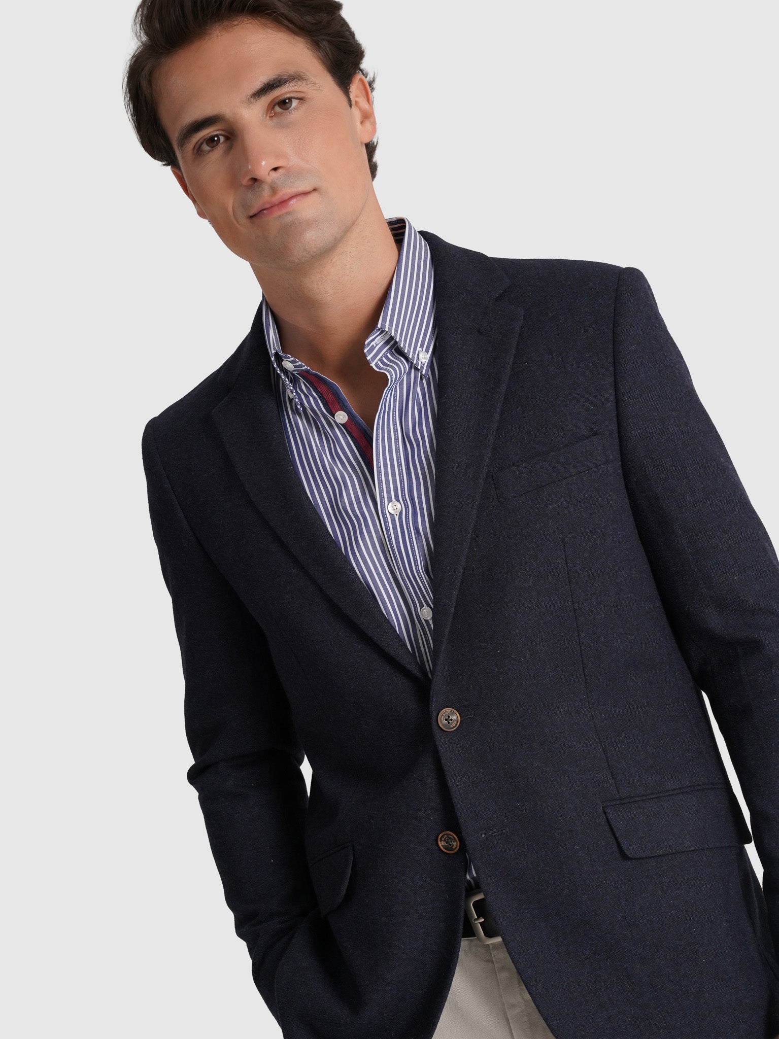 Blazer Lã Azul Manga Comprida Regular Fit Mr. Blue