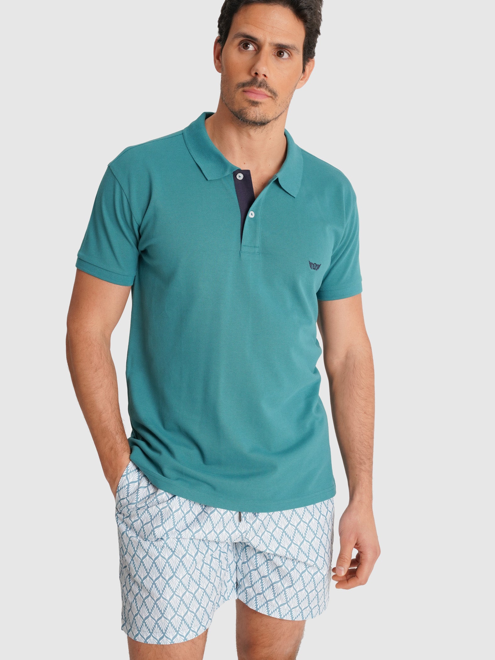 POLO PIQUET VERDE MANGA CURTA REGULAR FIT MR. BLUE