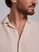 CAMISA LINO BEIGE MANGA CORTA REGULAR FIT MARK BELLUCCI