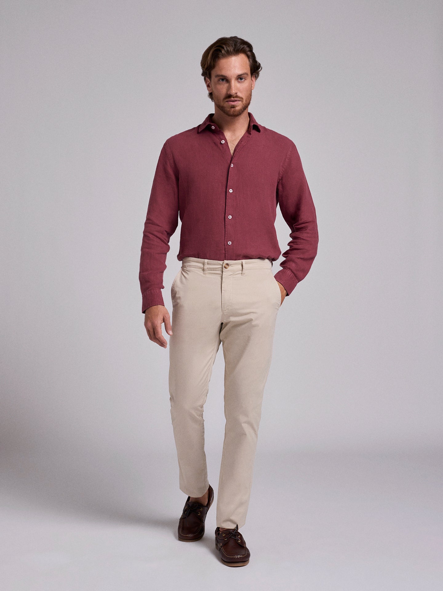 PANTALÓN REGULAR FIT DE ALGODÓN BEIGE MARK BELLUCCI