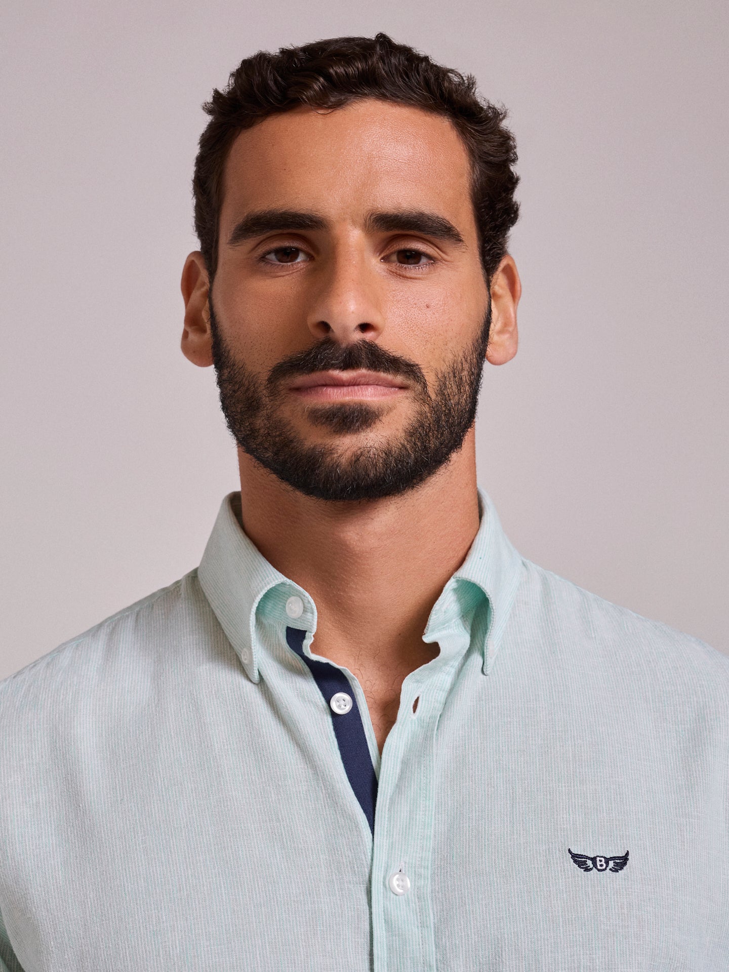 Camisa Linho Verde Manga Comprida Regular Fit Mr. Blue