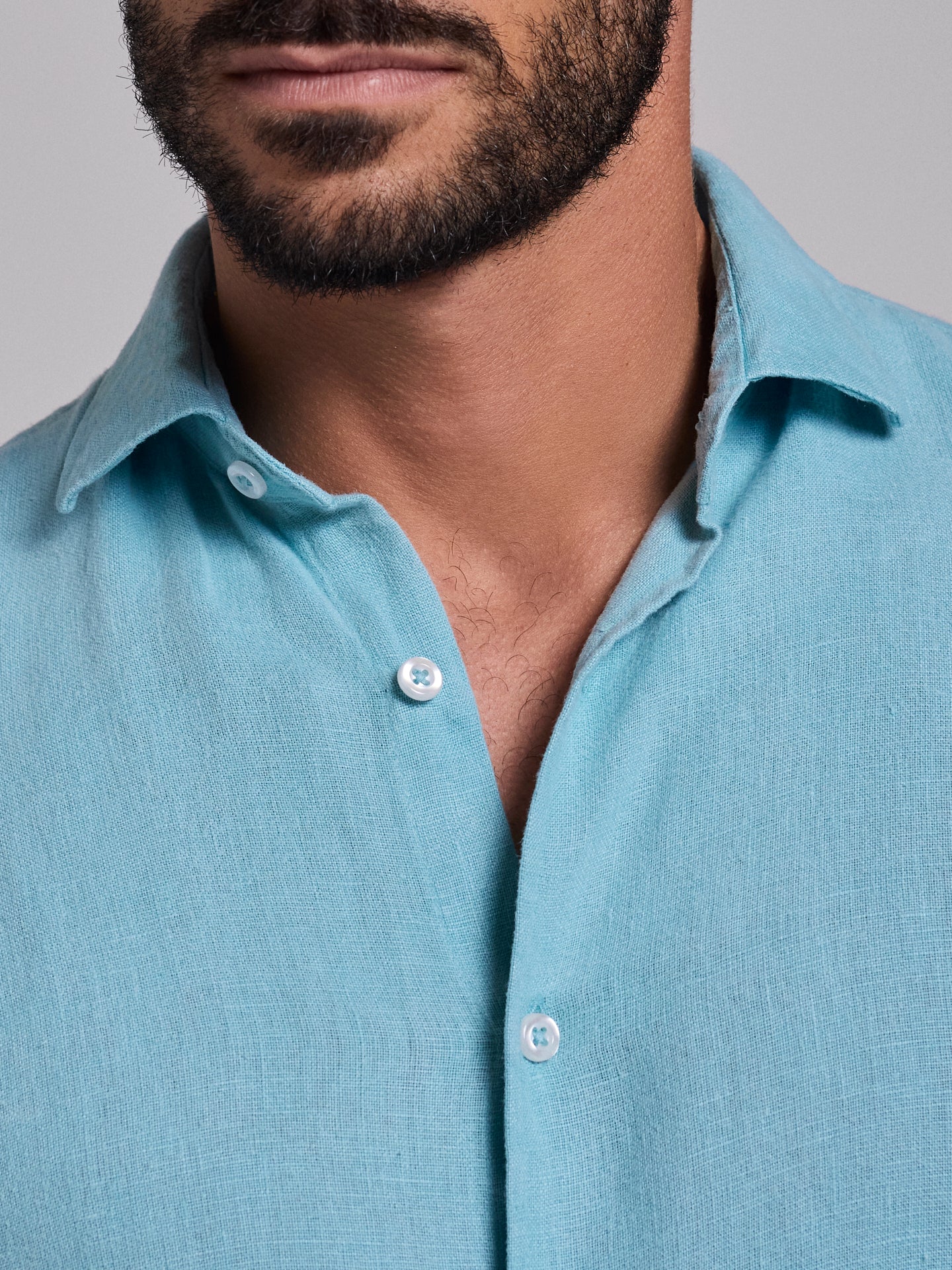 CAMISA LINHO AZUL MANGA COMPRIDA TAILORED FIT MARK BELLUCCI