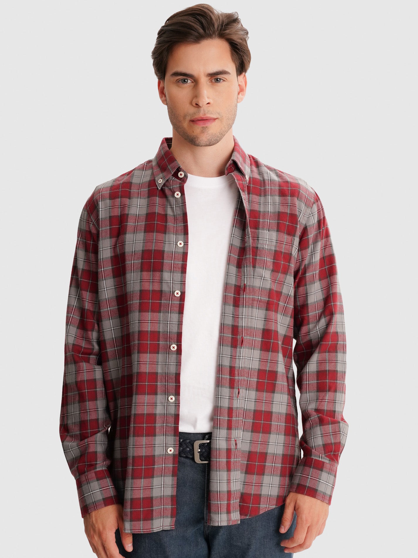 CAMISA FRANELA REGULAR ROJA CAMISA FRANELA REGULAR FIT MR. AZUL