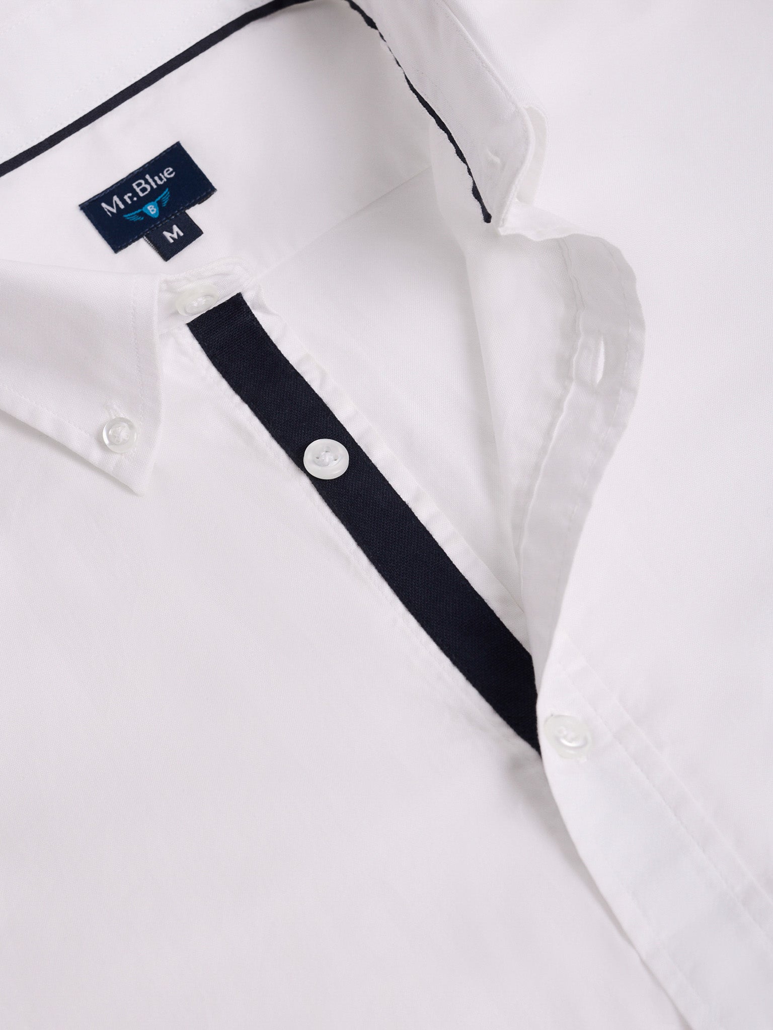 Camisa Algodão Branca Manga Comprida Regular Fit Mr. Blue