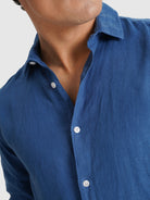 CAMISA AZUL MANGA COMPRIDA TAILORED FIT MARK BELLUCCI