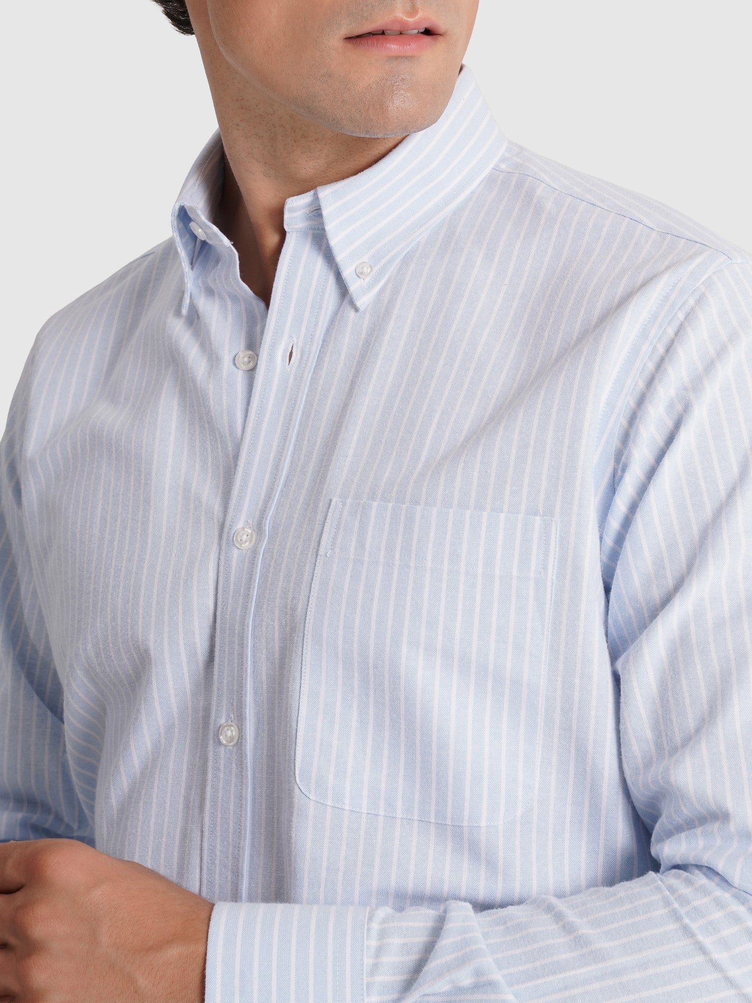 Camisa Algodão Azul Manga Comprida Regular Fit Mr. Blue