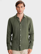 CAMISA LINO VERDE MANGA LARGA SASTRERÍA MARK BELLUCCI