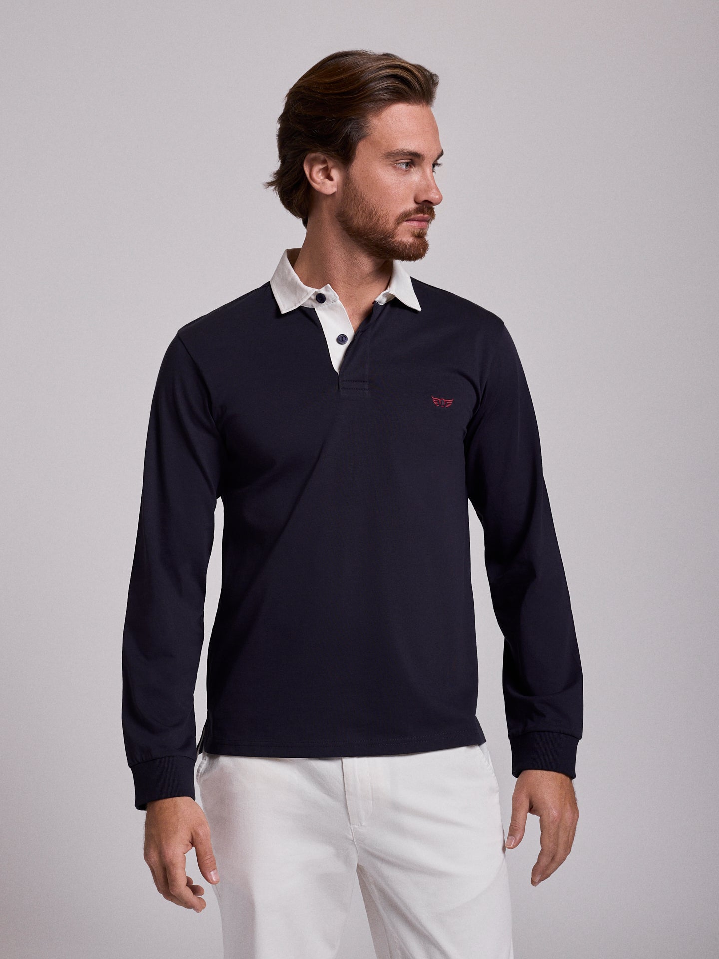 RUGBIE ALGODÃO AZUL MANGA COMPRIDA REGULAR FIT MR. BLUE