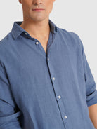 CAMISA AZUL MANGA COMPRIDA REGULAR FIT MARK BELLUCCI