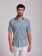 CAMISA LINO VERDE MANGA CORTA REGULAR FIT MR. AZUL