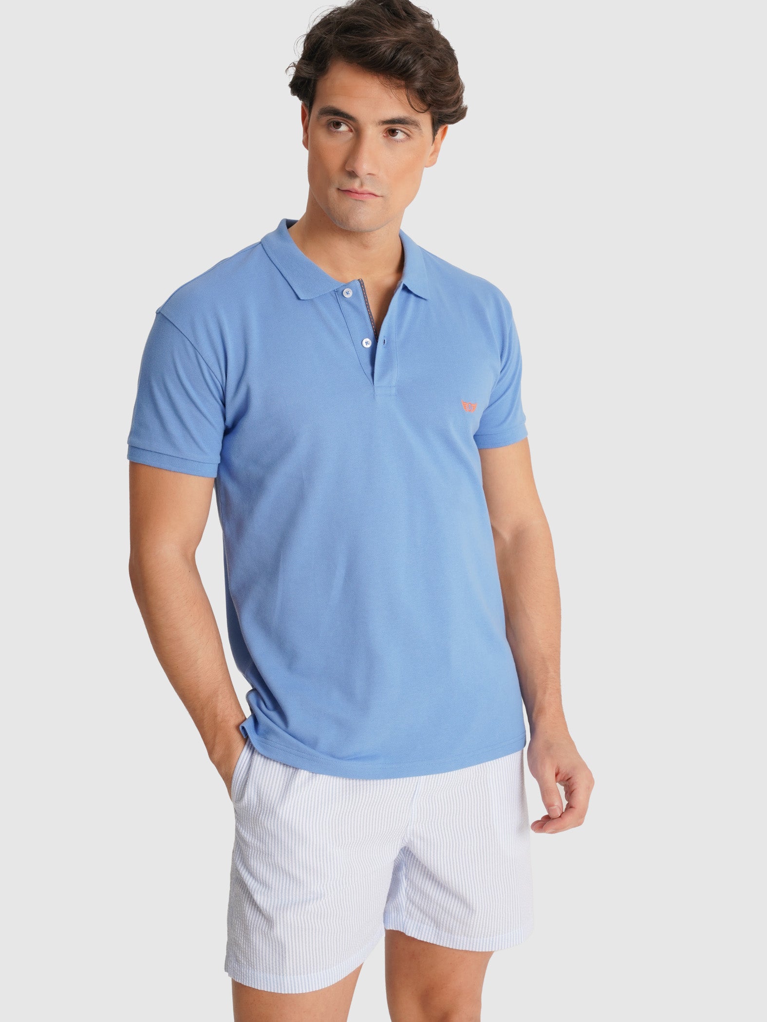 POLO PIQUET AZUL MANGA CURTA REGULAR FIT MR. BLUE