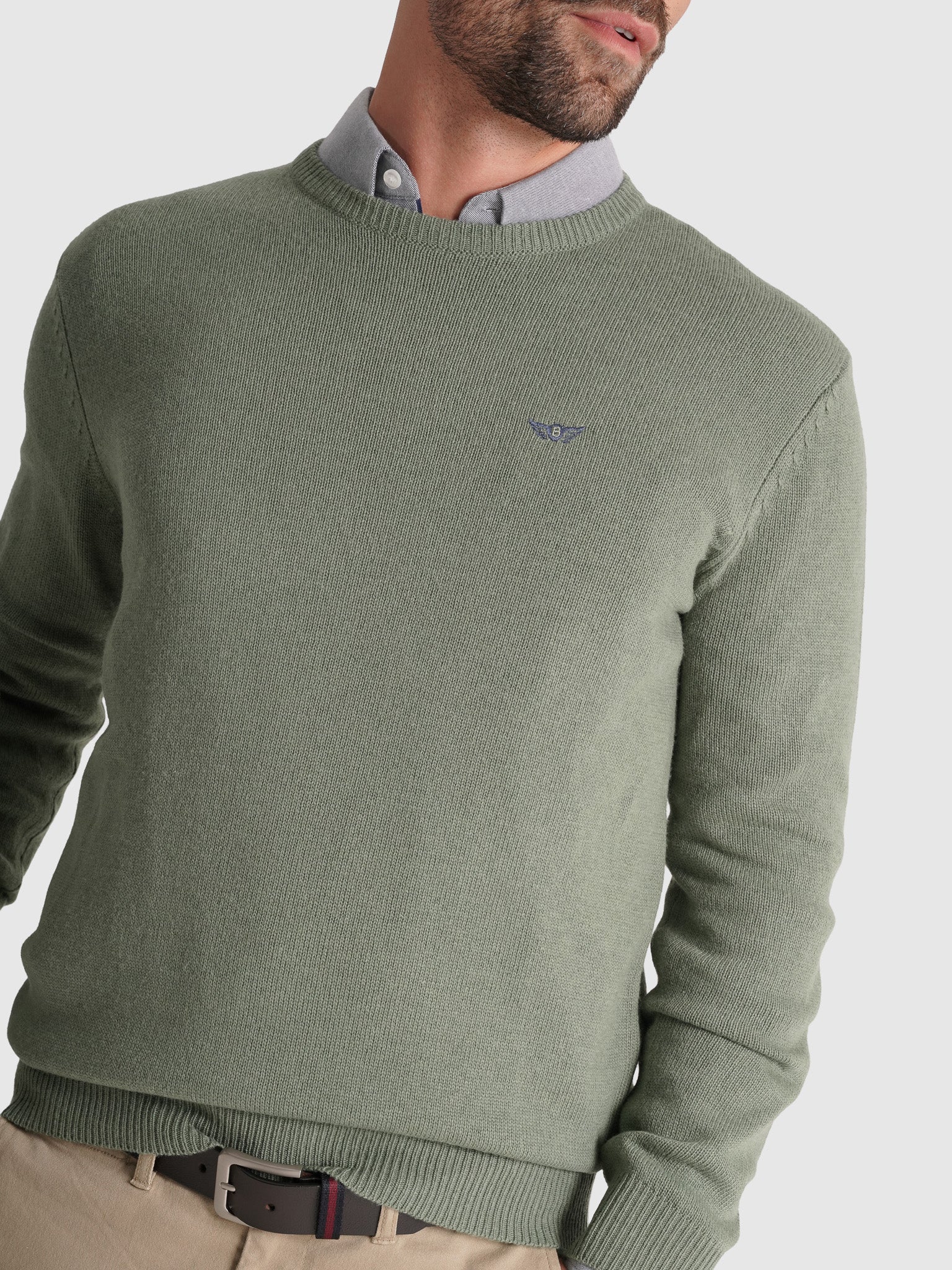 Pullover Lã Verde Manga Comprida Regular Fit Mr. Blue