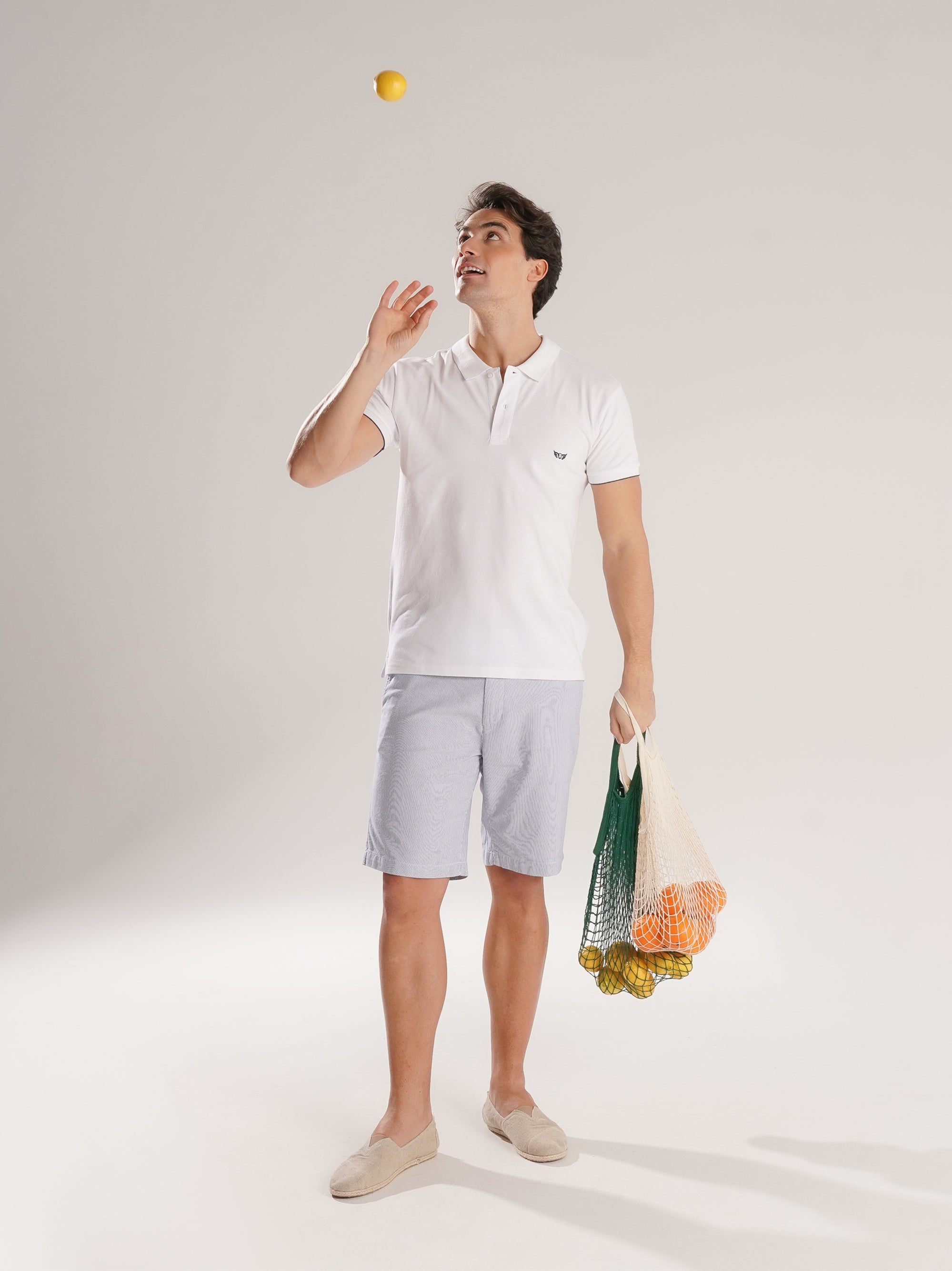 POLO PIQUET BRANCO MANGA CURTA REGULAR FIT MR. BLUE