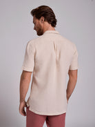 CAMISA LINO BEIGE MANGA CORTA REGULAR FIT MARK BELLUCCI