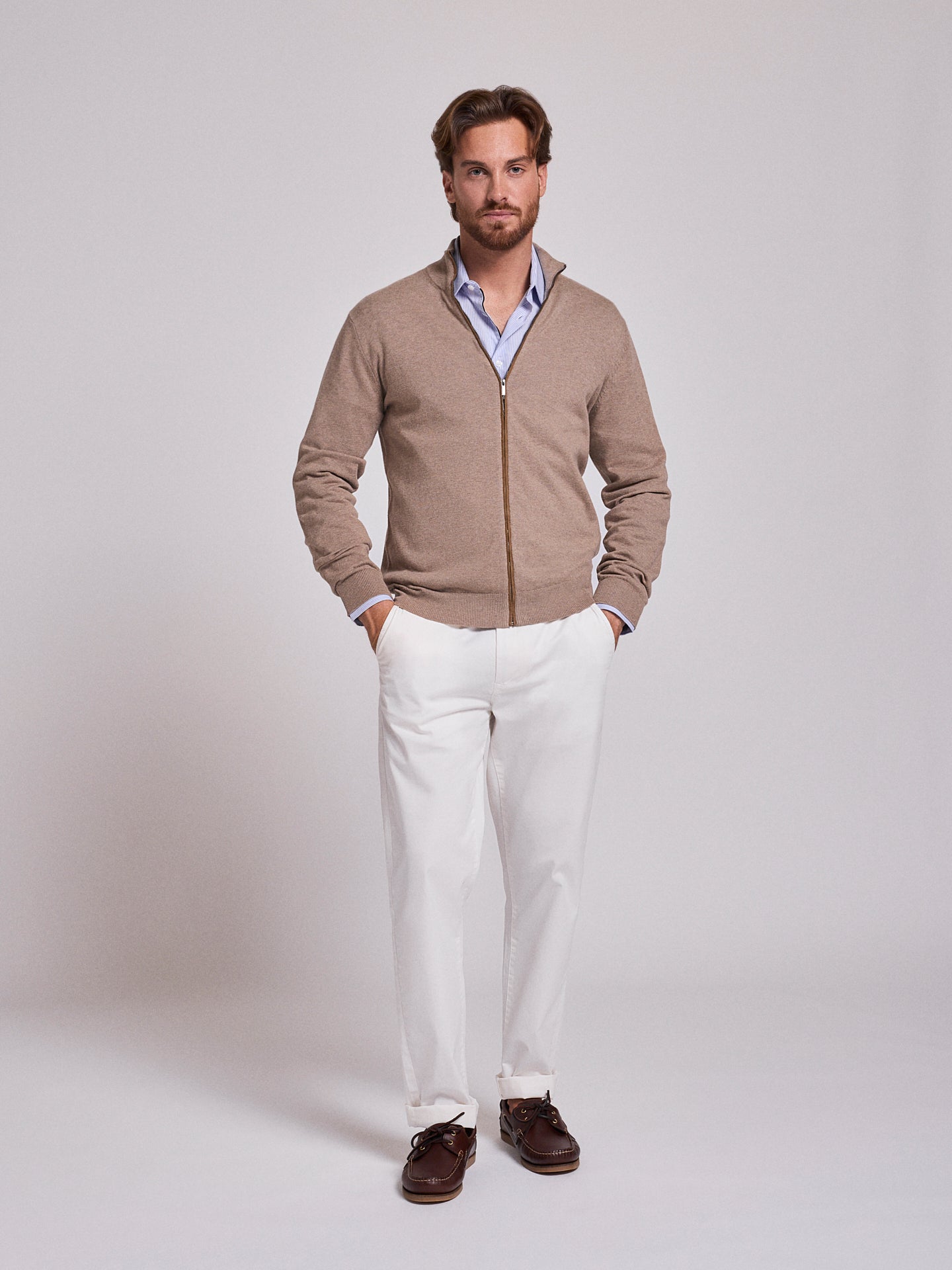 Pullover Algodão Bege Manga Comprida Regular Fit Mr. Blue