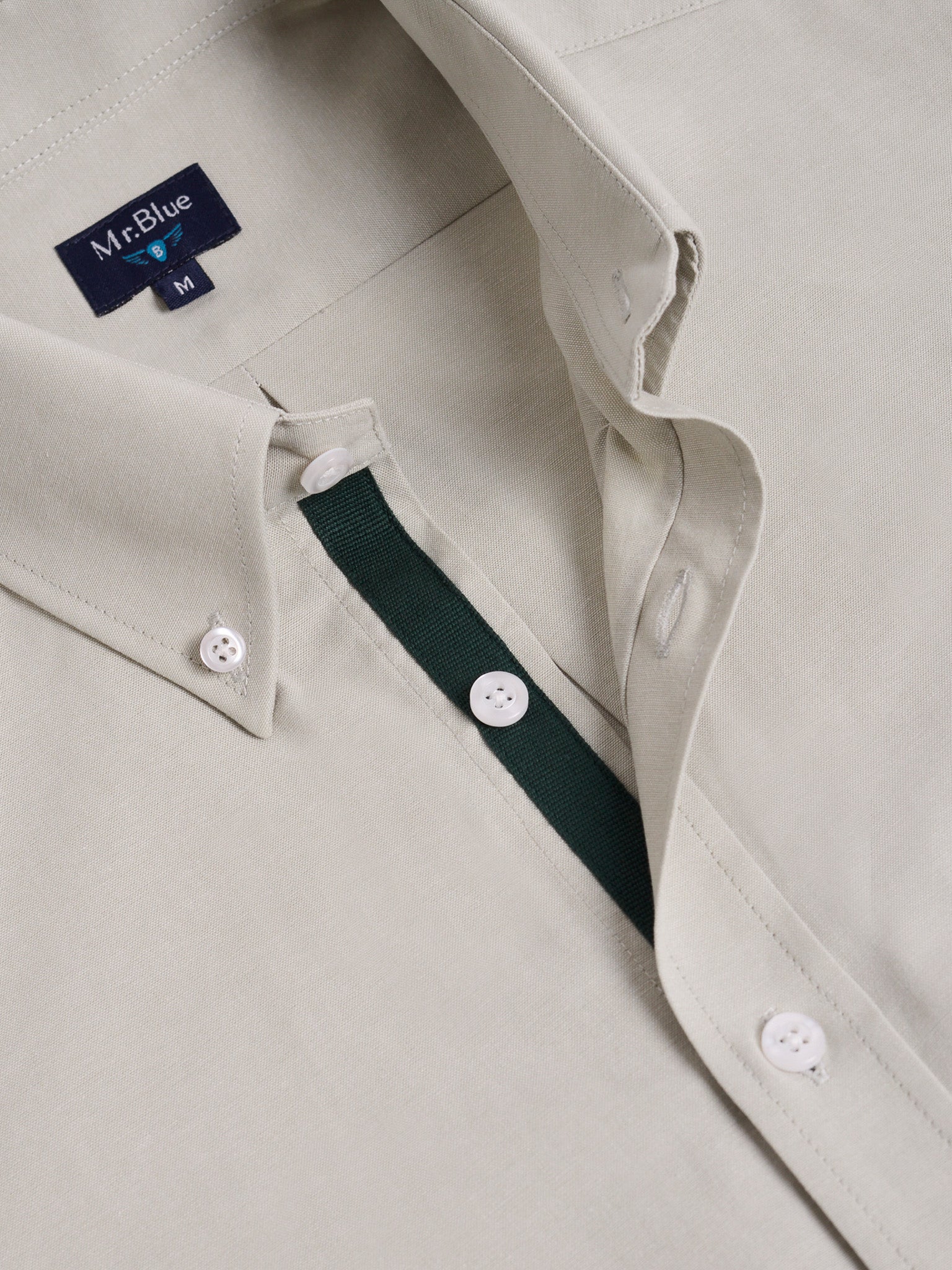 Camisa Algodão Verde Manga Comprida Regular Fit Mr. Blue