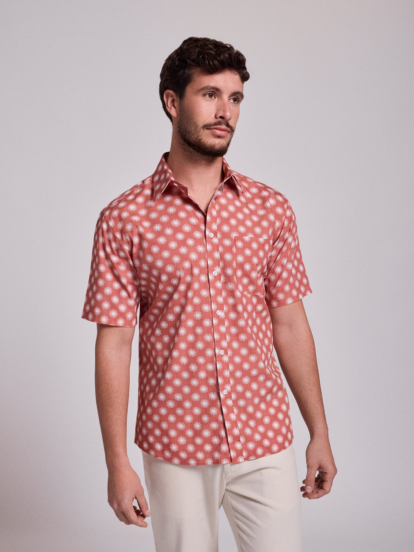 CAMISA ALGODÃO ROSA MANGA CURTA REGULAR FIT MR. BLUE
