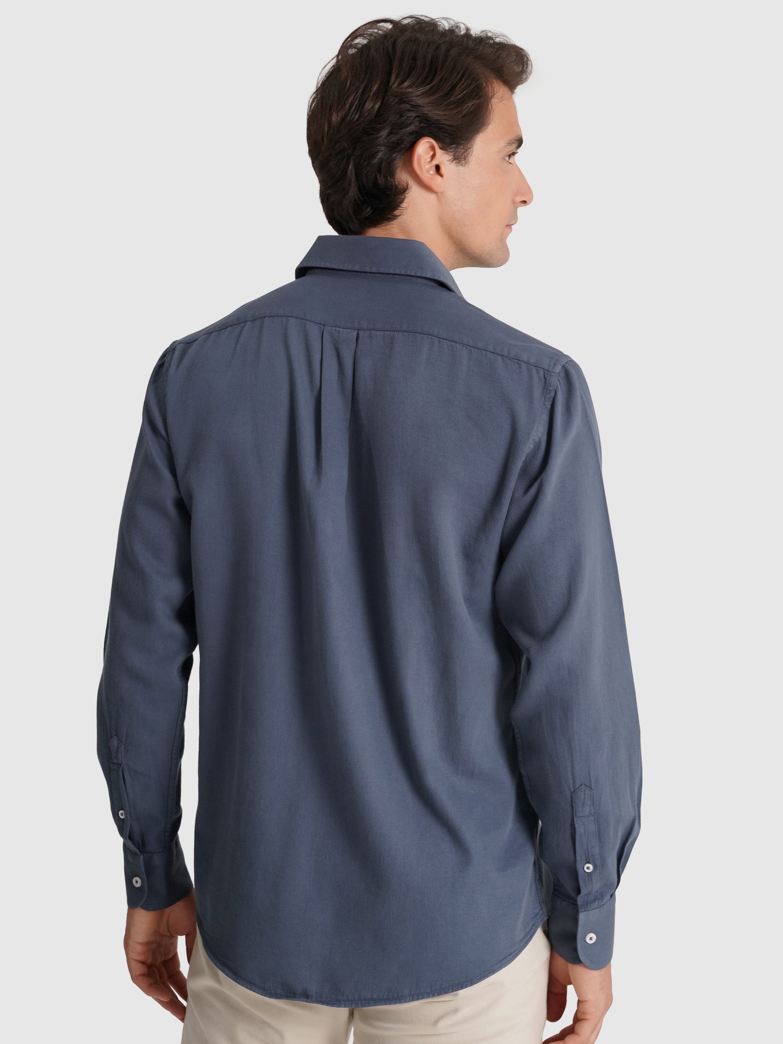 Camisa Algodão Azul Manga Comprida Regular Fit Mr. Blue