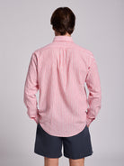 Camisa Linho Vermelha Manga Comprida Regular Fit Mr. Blue