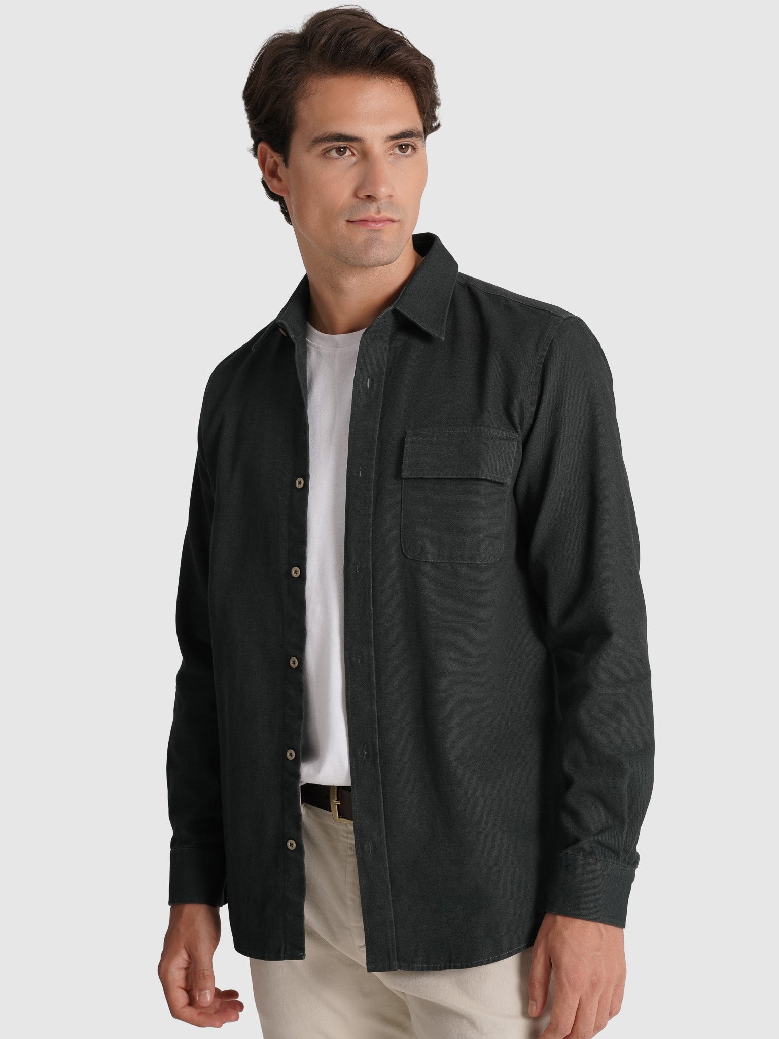 SOBRECAMISA ALGODÃO CINZENTA MANGA COMPRIDA REGULAR FIT MARK BELLUCCI