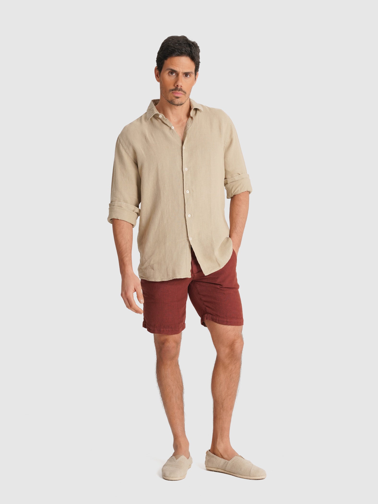 CAMISA CAMEL MANGA COMPRIDA TAILORED FIT MARK BELLUCCI