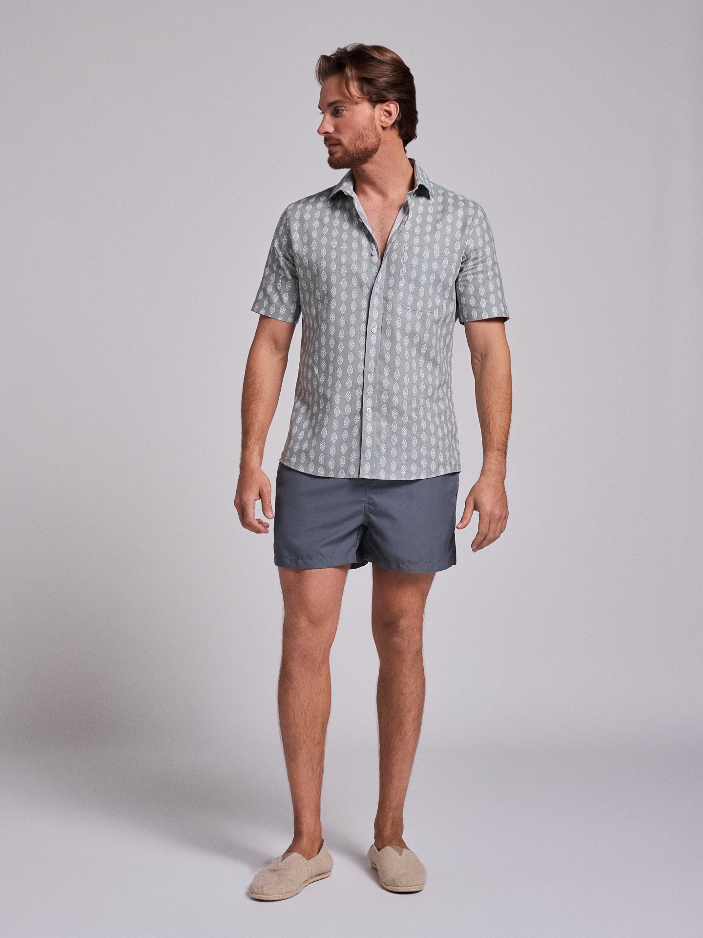 Camisa Linho Verde Manga Curta Regular Fit Mr. Blue