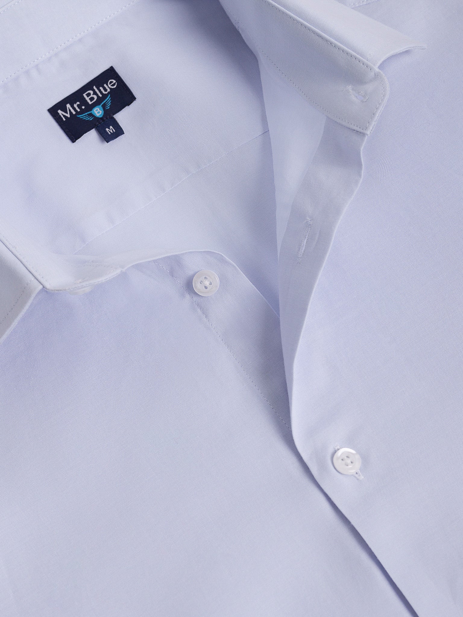 Camisa Algodão Azul Manga Comprida Slim Fit Mr. Blue