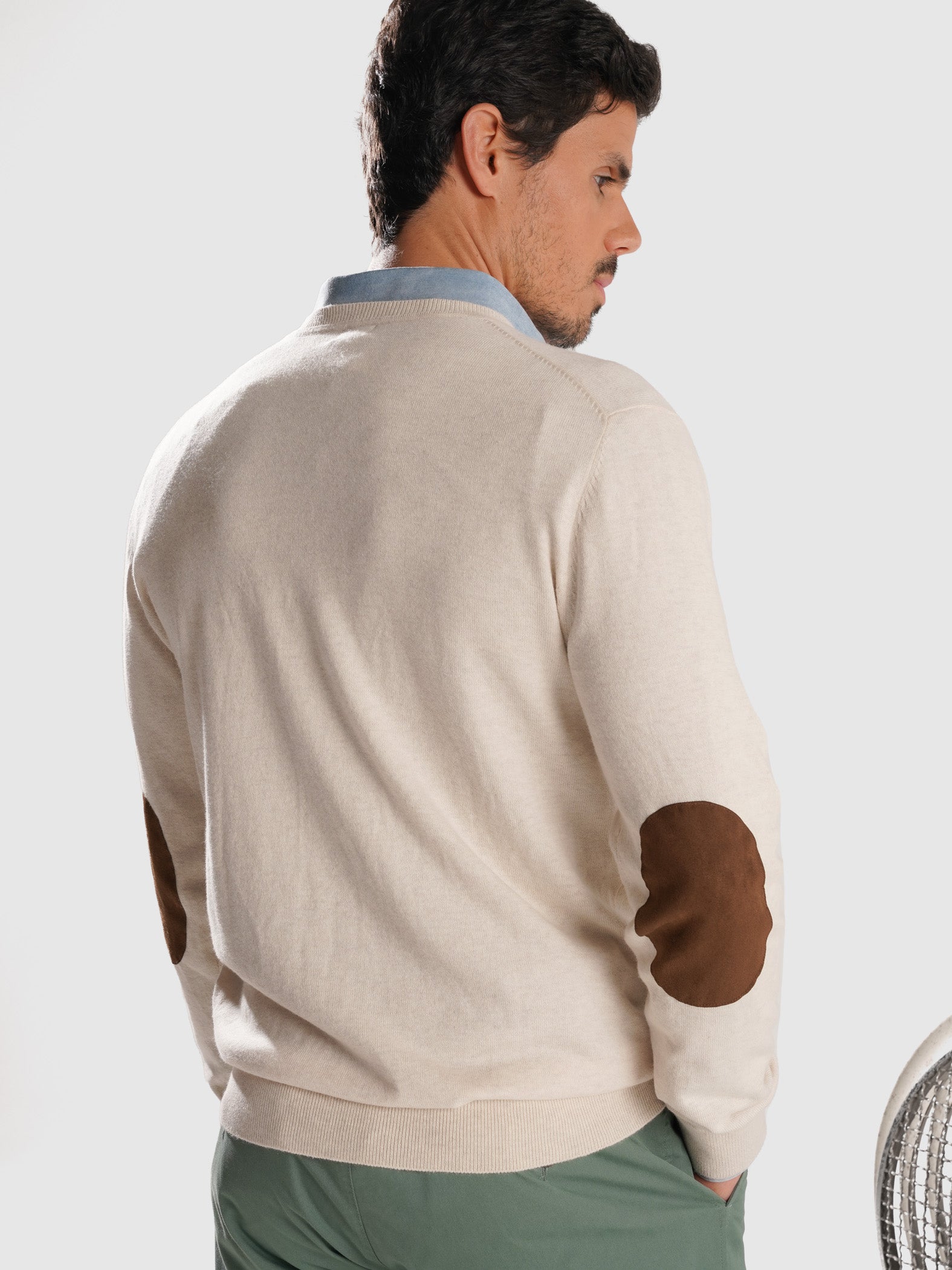 PULLOVER BEGE COM COTOVELEIRA REGULAR FIT MR. BLUE