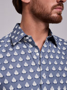 Camisa Algodão Azul Manga Curta Regular Fit Mr. Blue