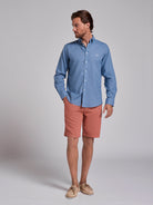 CAMISA LINHO AZUL MANGA COMPRIDA REGULAR FIT MR. BLUE